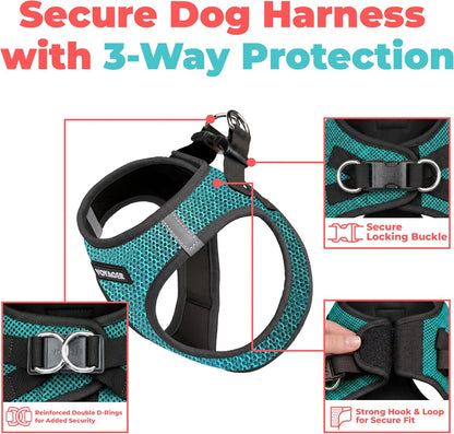 Voyager Step-in Air Dog Vest Harness - Moss Green, Medium | 16 - 18" in Chest, Reflective Bands, All Weather Breathable Air Mesh, Cats Compatible, Lightweight, Fast Drying - Colors A