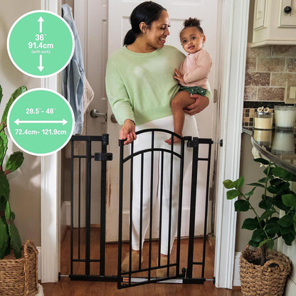 Decorative Extra Tall Baby Gate & Dog Gate, 28.5"-48" Wide, 36" Tall, Hardware or Pressure Mounted, Install on Top or Bottom of Stairs, Banister, or Doorway - White