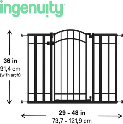 Decorative Extra Tall Baby Gate & Dog Gate, 28.5"-48" Wide, 36" Tall, Hardware or Pressure Mounted, Install on Top or Bottom of Stairs, Banister, or Doorway - White