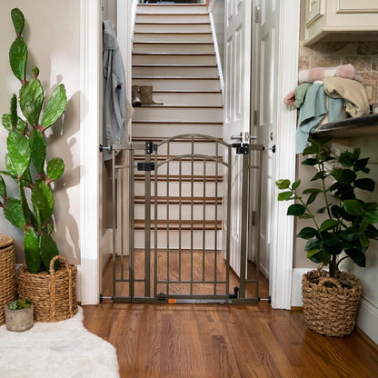 Decorative Extra Tall Baby Gate & Dog Gate, 28.5"-48" Wide, 36" Tall, Hardware or Pressure Mounted, Install on Top or Bottom of Stairs, Banister, or Doorway - White
