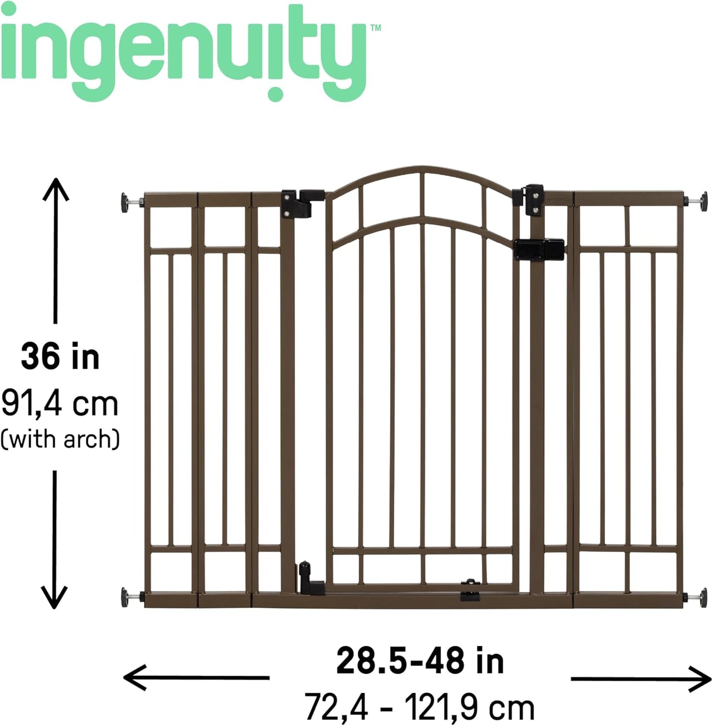 Decorative Extra Tall Baby Gate & Dog Gate, 28.5"-48" Wide, 36" Tall, Hardware or Pressure Mounted, Install on Top or Bottom of Stairs, Banister, or Doorway - White