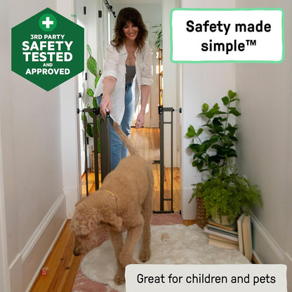 Decorative Extra Tall Baby Gate & Dog Gate, 28.5"-48" Wide, 36" Tall, Hardware or Pressure Mounted, Install on Top or Bottom of Stairs, Banister, or Doorway - White