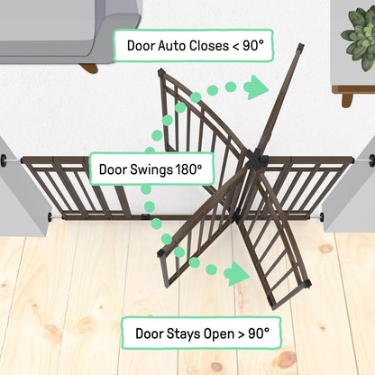 Decorative Extra Tall Baby Gate & Dog Gate, 28.5"-48" Wide, 36" Tall, Hardware or Pressure Mounted, Install on Top or Bottom of Stairs, Banister, or Doorway - White