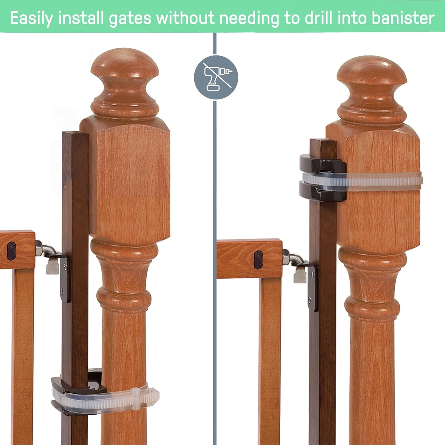 Decorative Extra Tall Baby Gate & Dog Gate, 28.5"-48" Wide, 36" Tall, Hardware or Pressure Mounted, Install on Top or Bottom of Stairs, Banister, or Doorway - White