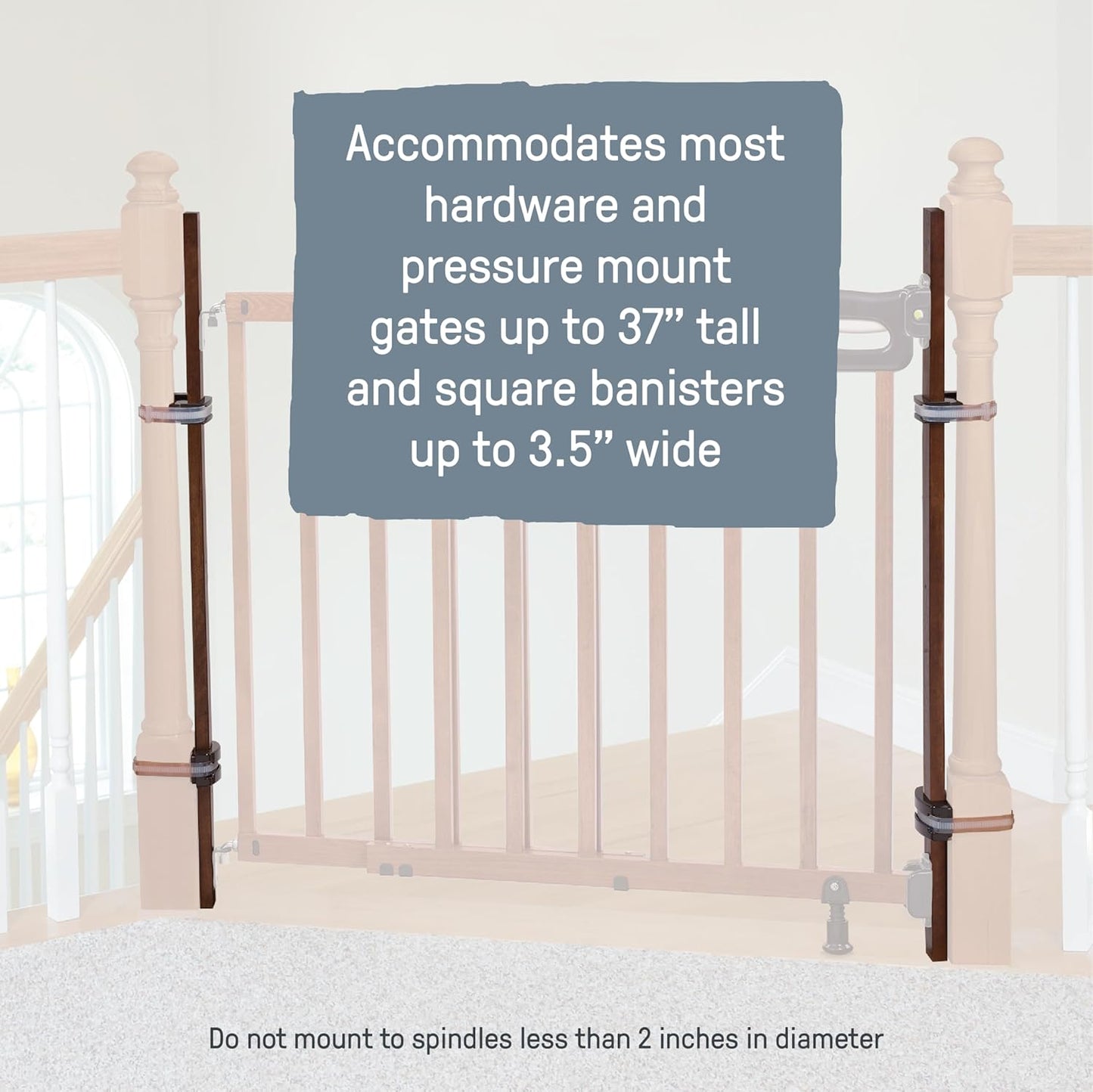 Decorative Extra Tall Baby Gate & Dog Gate, 28.5"-48" Wide, 36" Tall, Hardware or Pressure Mounted, Install on Top or Bottom of Stairs, Banister, or Doorway - White