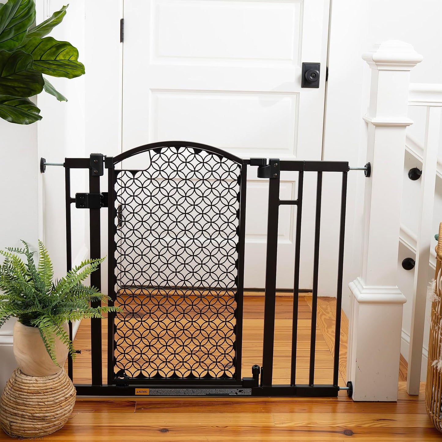 Decorative Extra Tall Baby Gate & Dog Gate, 28.5"-48" Wide, 36" Tall, Hardware or Pressure Mounted, Install on Top or Bottom of Stairs, Banister, or Doorway - White