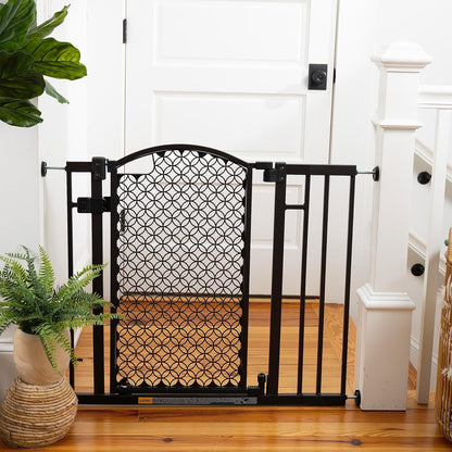 Decorative Extra Tall Baby Gate & Dog Gate, 28.5"-48" Wide, 36" Tall, Hardware or Pressure Mounted, Install on Top or Bottom of Stairs, Banister, or Doorway - White