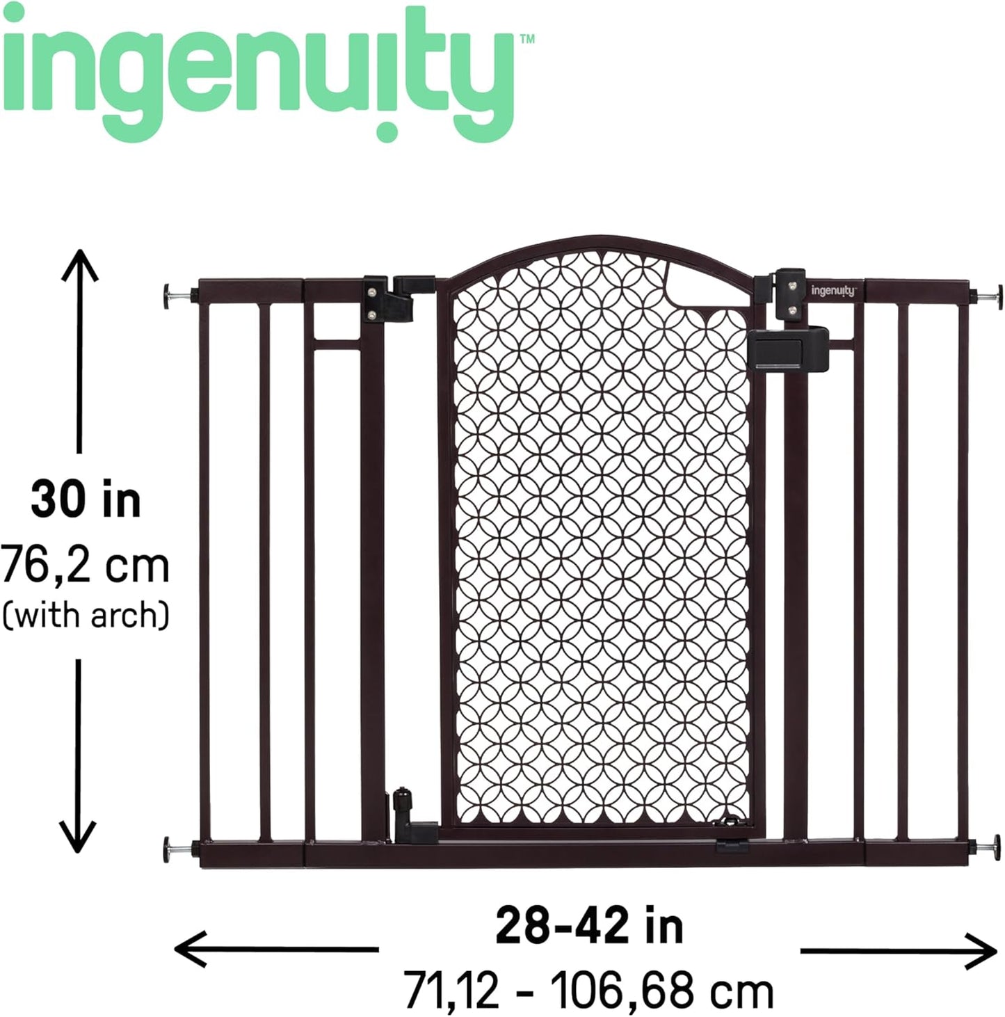 Decorative Extra Tall Baby Gate & Dog Gate, 28.5"-48" Wide, 36" Tall, Hardware or Pressure Mounted, Install on Top or Bottom of Stairs, Banister, or Doorway - White