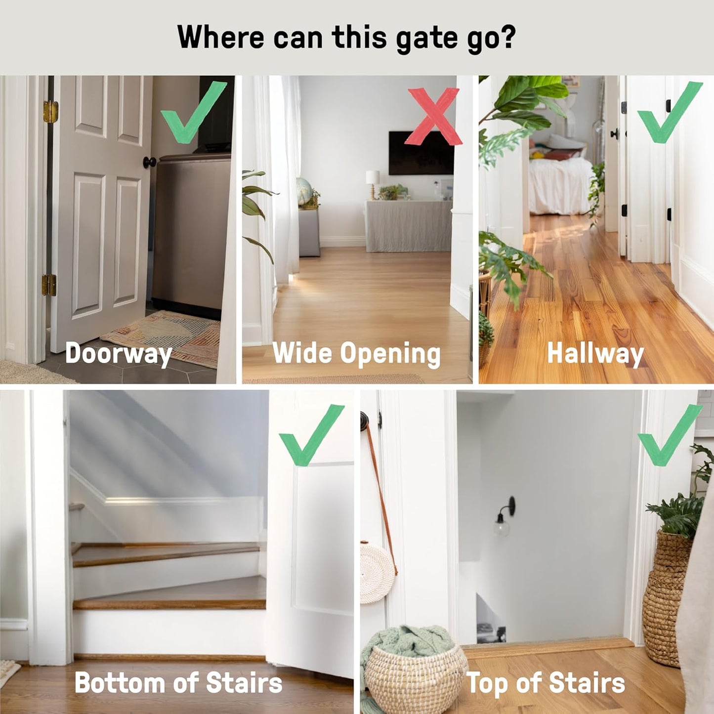 Decorative Extra Tall Baby Gate & Dog Gate, 28.5"-48" Wide, 36" Tall, Hardware or Pressure Mounted, Install on Top or Bottom of Stairs, Banister, or Doorway - White