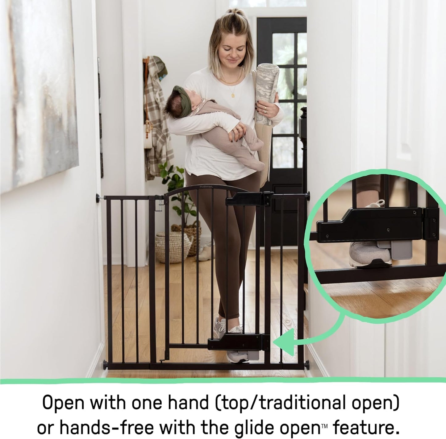 Decorative Extra Tall Baby Gate & Dog Gate, 28.5"-48" Wide, 36" Tall, Hardware or Pressure Mounted, Install on Top or Bottom of Stairs, Banister, or Doorway - White