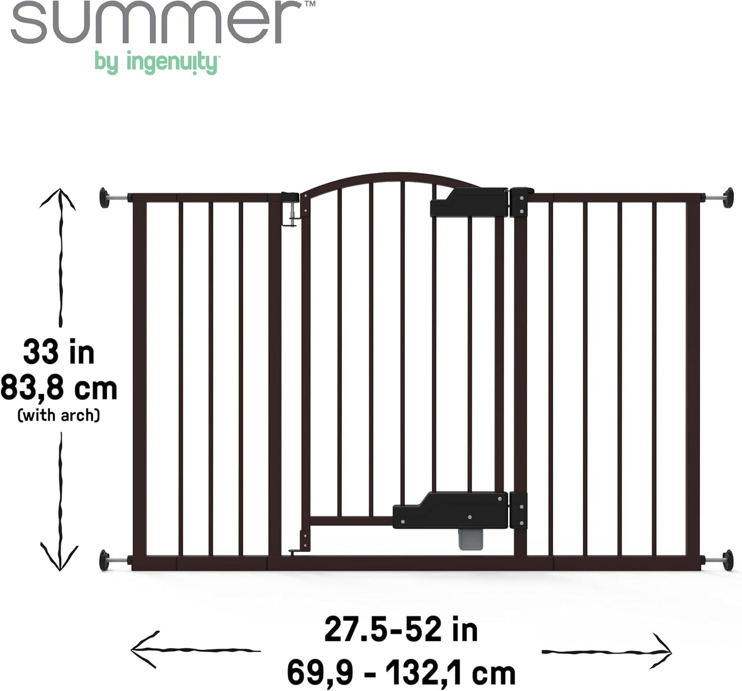 Decorative Extra Tall Baby Gate & Dog Gate, 28.5"-48" Wide, 36" Tall, Hardware or Pressure Mounted, Install on Top or Bottom of Stairs, Banister, or Doorway - White