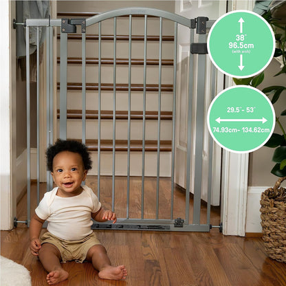 Decorative Extra Tall Baby Gate & Dog Gate, 28.5"-48" Wide, 36" Tall, Hardware or Pressure Mounted, Install on Top or Bottom of Stairs, Banister, or Doorway - White