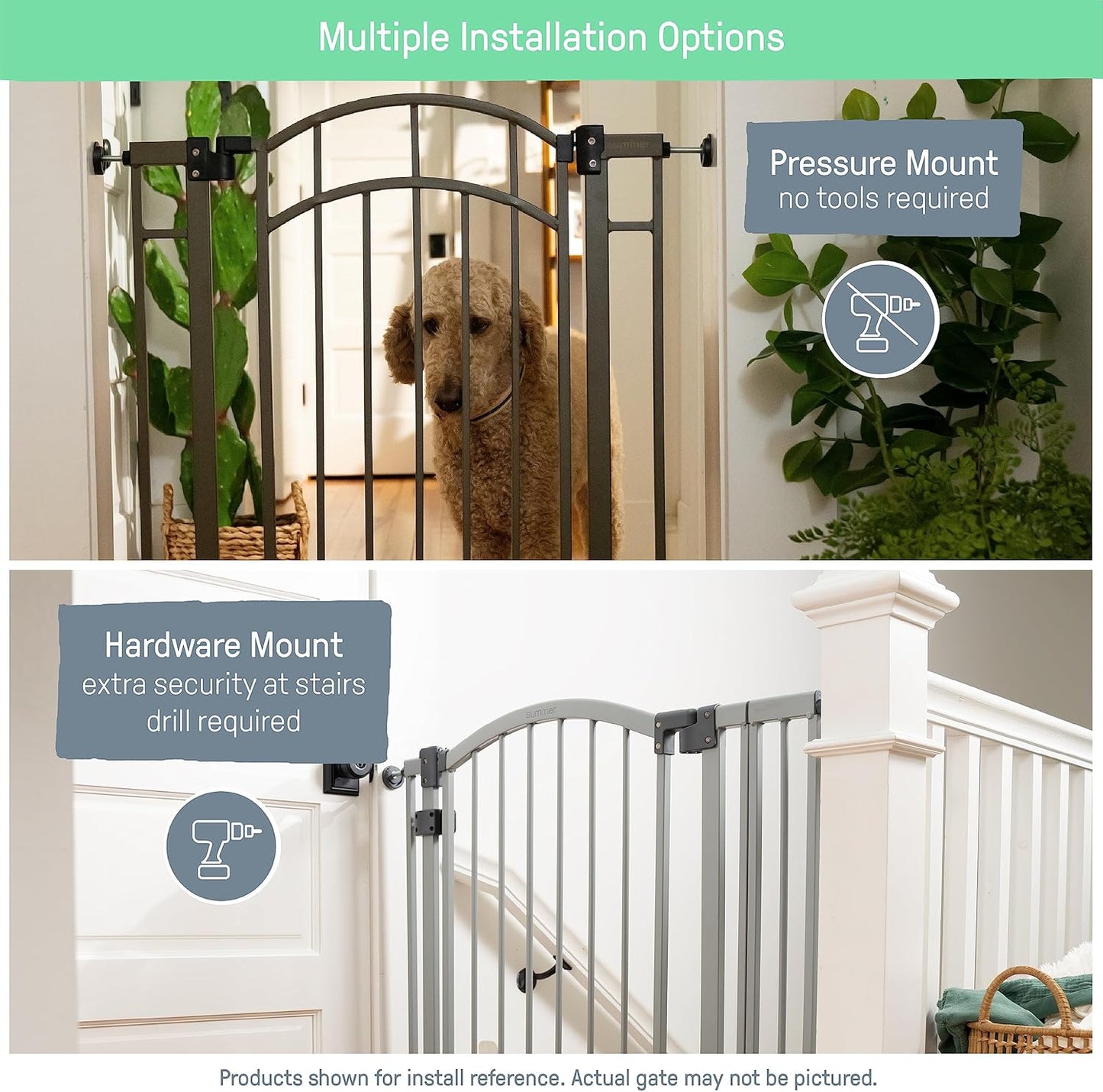 Decorative Extra Tall Baby Gate & Dog Gate, 28.5"-48" Wide, 36" Tall, Hardware or Pressure Mounted, Install on Top or Bottom of Stairs, Banister, or Doorway - White