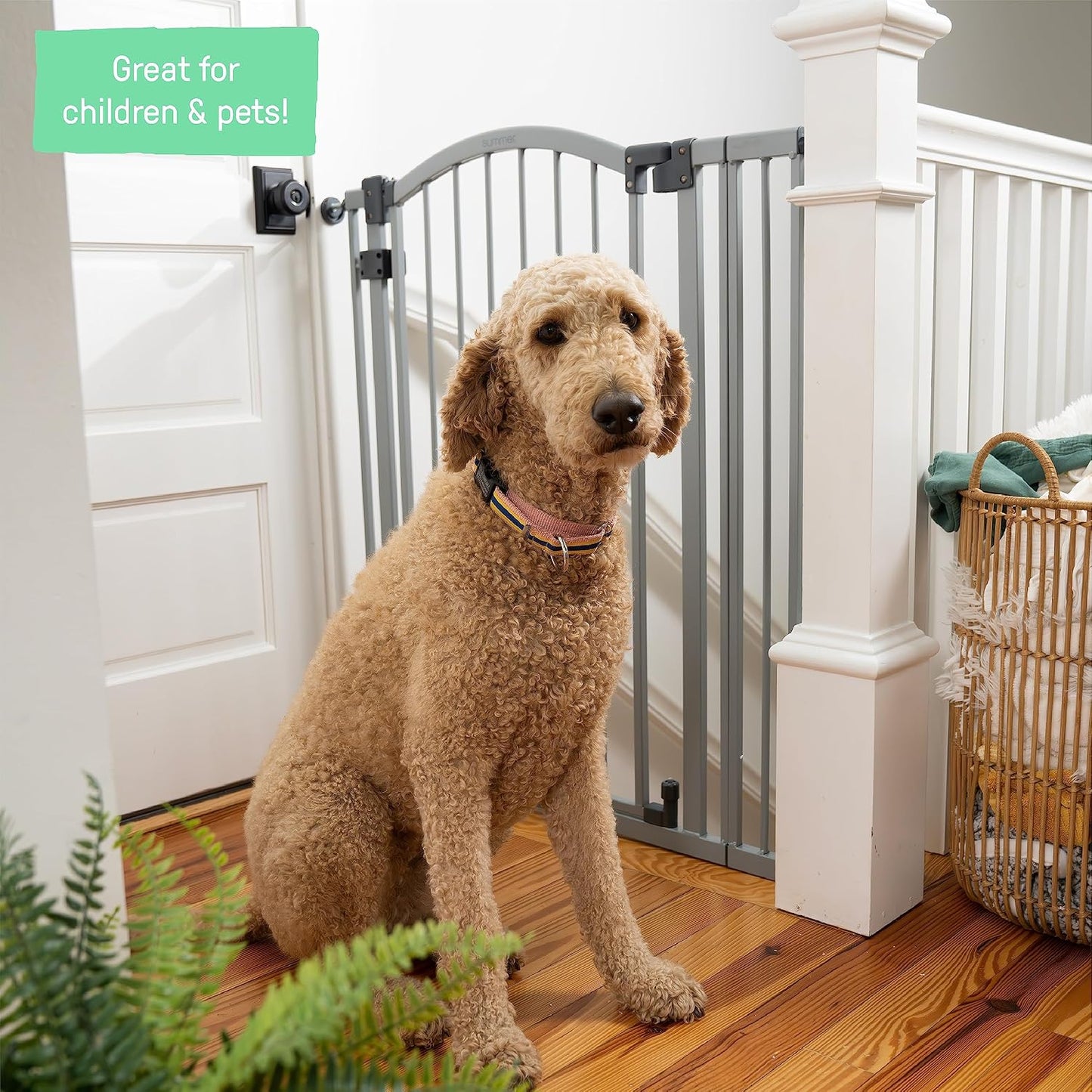 Decorative Extra Tall Baby Gate & Dog Gate, 28.5"-48" Wide, 36" Tall, Hardware or Pressure Mounted, Install on Top or Bottom of Stairs, Banister, or Doorway - White