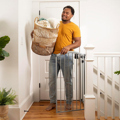 Decorative Extra Tall Baby Gate & Dog Gate, 28.5"-48" Wide, 36" Tall, Hardware or Pressure Mounted, Install on Top or Bottom of Stairs, Banister, or Doorway - White