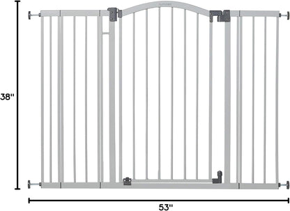 Decorative Extra Tall Baby Gate & Dog Gate, 28.5"-48" Wide, 36" Tall, Hardware or Pressure Mounted, Install on Top or Bottom of Stairs, Banister, or Doorway - White
