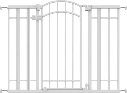 Decorative Extra Tall Baby Gate & Dog Gate, 28.5"-48" Wide, 36" Tall, Hardware or Pressure Mounted, Install on Top or Bottom of Stairs, Banister, or Doorway - White