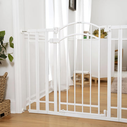 Decorative Extra Tall Baby Gate & Dog Gate, 28.5"-48" Wide, 36" Tall, Hardware or Pressure Mounted, Install on Top or Bottom of Stairs, Banister, or Doorway - White