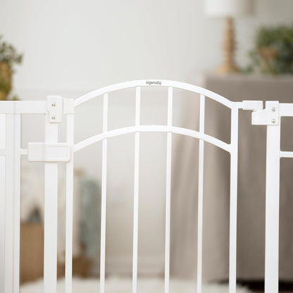 Decorative Extra Tall Baby Gate & Dog Gate, 28.5"-48" Wide, 36" Tall, Hardware or Pressure Mounted, Install on Top or Bottom of Stairs, Banister, or Doorway - White