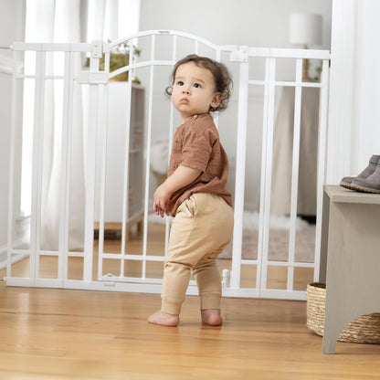 Decorative Extra Tall Baby Gate & Dog Gate, 28.5"-48" Wide, 36" Tall, Hardware or Pressure Mounted, Install on Top or Bottom of Stairs, Banister, or Doorway - White