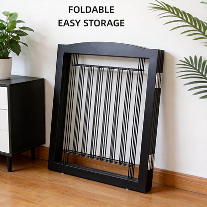 Freestanding Foldable Dog Gate for House Extra Wide Wooden White Indoor Puppy Gate Stairs Doorways Pet Gate Tall Dog Fence 3 Panels Fence