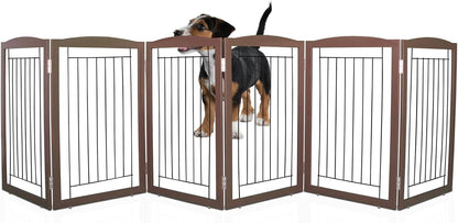 Freestanding Foldable Dog Gate for House Extra Wide Wooden White Indoor Puppy Gate Stairs Doorways Pet Gate Tall Dog Fence 3 Panels Fence