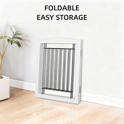 Freestanding Foldable Dog Gate for House Extra Wide Wooden White Indoor Puppy Gate Stairs Doorways Pet Gate Tall Dog Fence 3 Panels Fence
