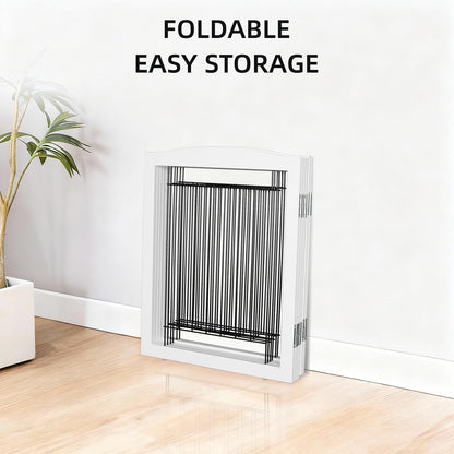 Freestanding Foldable Dog Gate for House Extra Wide Wooden White Indoor Puppy Gate Stairs Doorways Pet Gate Tall Dog Fence 3 Panels Fence