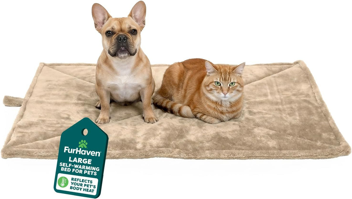 ThermaNAP Self Warming Cat Mat, Dog Bed for Crates with Self-Warming Technology for Cozy Rest, Fully Machine Washable, Small, Plush Faux Fur, Gray