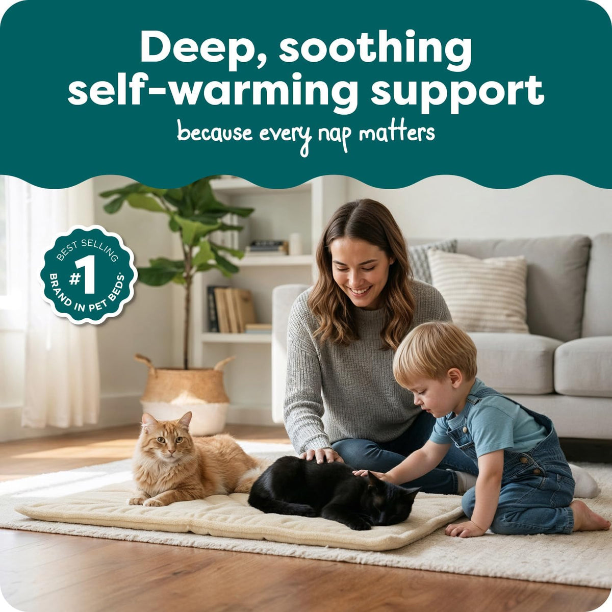 ThermaNAP Self Warming Cat Mat, Dog Bed for Crates with Self-Warming Technology for Cozy Rest, Fully Machine Washable, Small, Plush Faux Fur, Gray