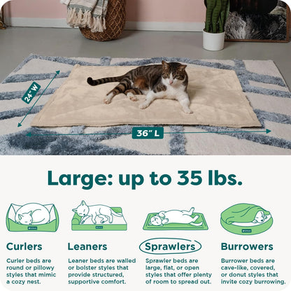 ThermaNAP Self Warming Cat Mat, Dog Bed for Crates with Self-Warming Technology for Cozy Rest, Fully Machine Washable, Small, Plush Faux Fur, Gray