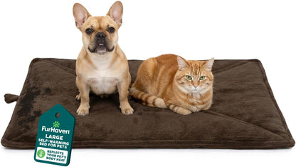 ThermaNAP Self Warming Cat Mat, Dog Bed for Crates with Self-Warming Technology for Cozy Rest, Fully Machine Washable, Small, Plush Faux Fur, Gray