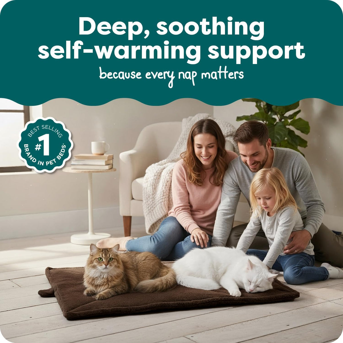 ThermaNAP Self Warming Cat Mat, Dog Bed for Crates with Self-Warming Technology for Cozy Rest, Fully Machine Washable, Small, Plush Faux Fur, Gray