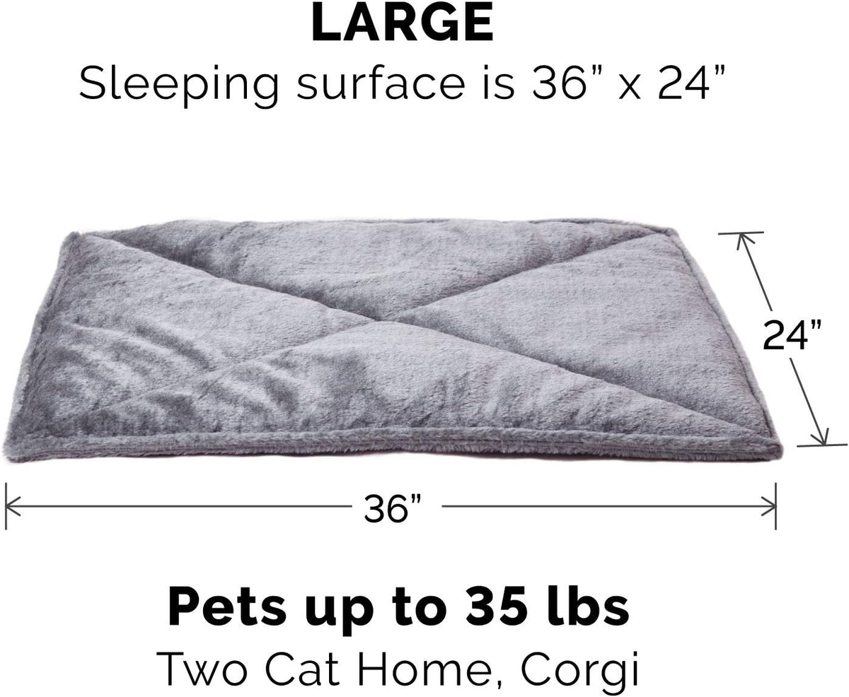 ThermaNAP Self Warming Cat Mat, Dog Bed for Crates with Self-Warming Technology for Cozy Rest, Fully Machine Washable, Small, Plush Faux Fur, Gray