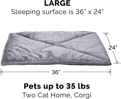 ThermaNAP Self Warming Cat Mat, Dog Bed for Crates with Self-Warming Technology for Cozy Rest, Fully Machine Washable, Small, Plush Faux Fur, Gray