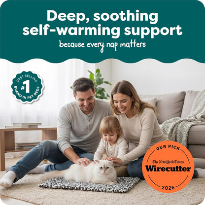 ThermaNAP Self Warming Cat Mat, Dog Bed for Crates with Self-Warming Technology for Cozy Rest, Fully Machine Washable, Small, Plush Faux Fur, Gray