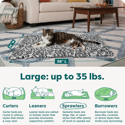 ThermaNAP Self Warming Cat Mat, Dog Bed for Crates with Self-Warming Technology for Cozy Rest, Fully Machine Washable, Small, Plush Faux Fur, Gray