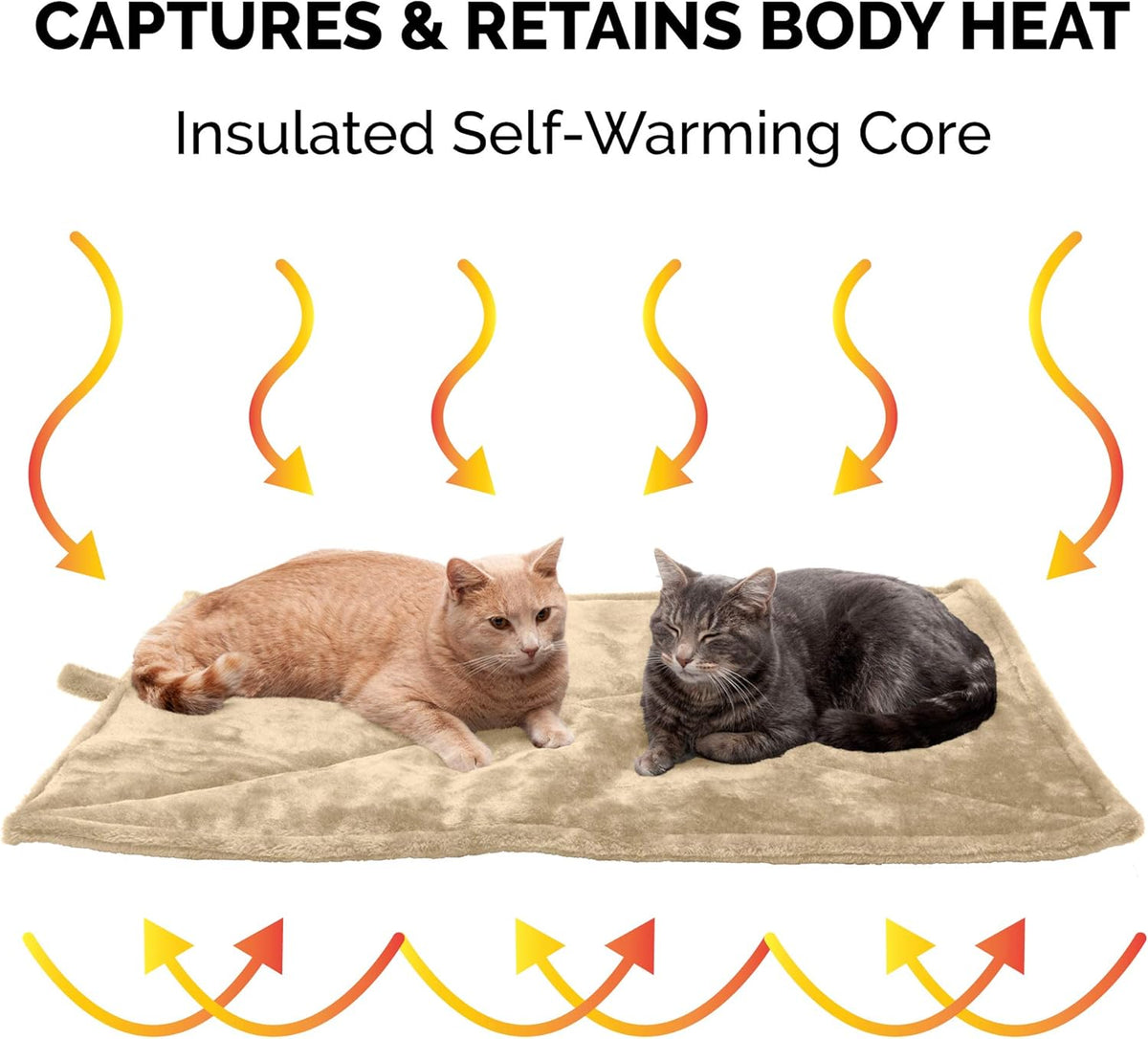 ThermaNAP Self Warming Cat Mat, Dog Bed for Crates with Self-Warming Technology for Cozy Rest, Fully Machine Washable, Small, Plush Faux Fur, Gray