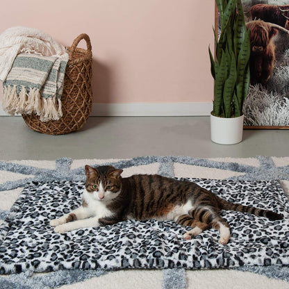 ThermaNAP Self Warming Cat Mat, Dog Bed for Crates with Self-Warming Technology for Cozy Rest, Fully Machine Washable, Small, Plush Faux Fur, Gray