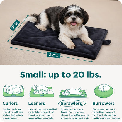 ThermaNAP Self Warming Cat Mat, Dog Bed for Crates with Self-Warming Technology for Cozy Rest, Fully Machine Washable, Small, Plush Faux Fur, Gray