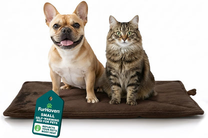 ThermaNAP Self Warming Cat Mat, Dog Bed for Crates with Self-Warming Technology for Cozy Rest, Fully Machine Washable, Small, Plush Faux Fur, Gray