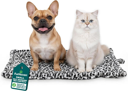 ThermaNAP Self Warming Cat Mat, Dog Bed for Crates with Self-Warming Technology for Cozy Rest, Fully Machine Washable, Small, Plush Faux Fur, Gray