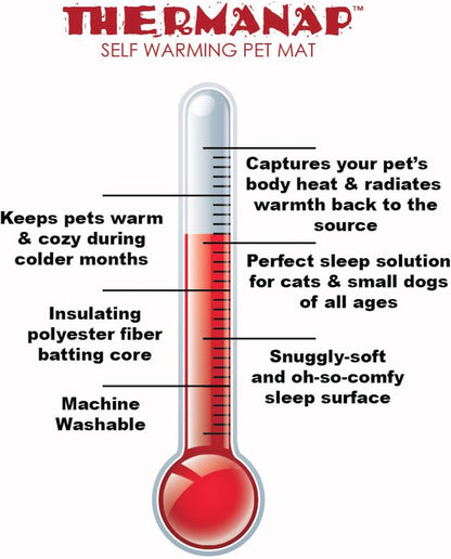 ThermaNAP Self Warming Cat Mat, Dog Bed for Crates with Self-Warming Technology for Cozy Rest, Fully Machine Washable, Small, Plush Faux Fur, Gray
