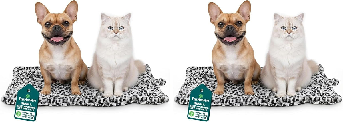 ThermaNAP Self Warming Cat Mat, Dog Bed for Crates with Self-Warming Technology for Cozy Rest, Fully Machine Washable, Small, Plush Faux Fur, Gray