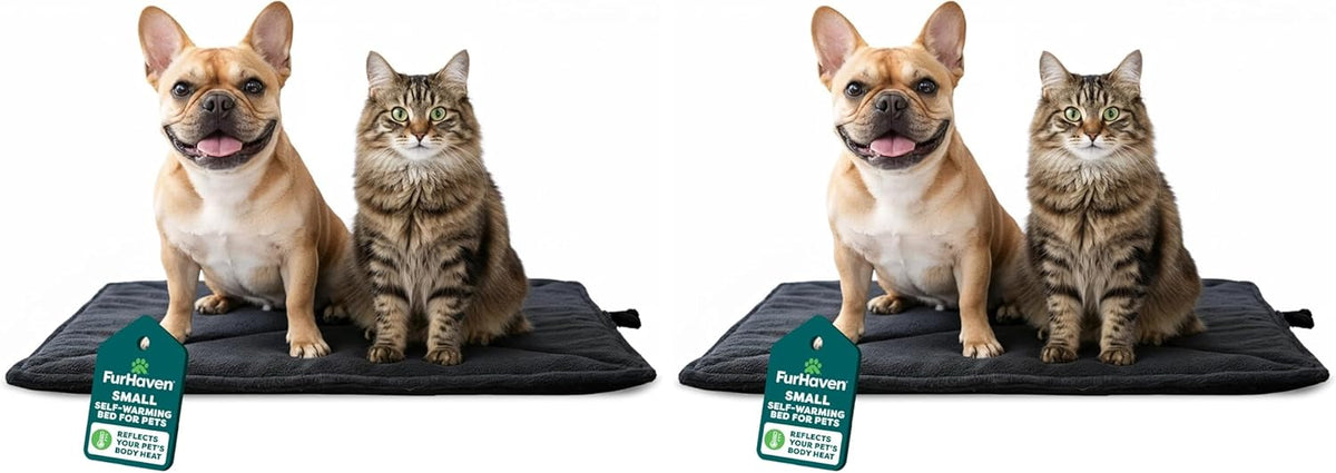 ThermaNAP Self Warming Cat Mat, Dog Bed for Crates with Self-Warming Technology for Cozy Rest, Fully Machine Washable, Small, Plush Faux Fur, Gray