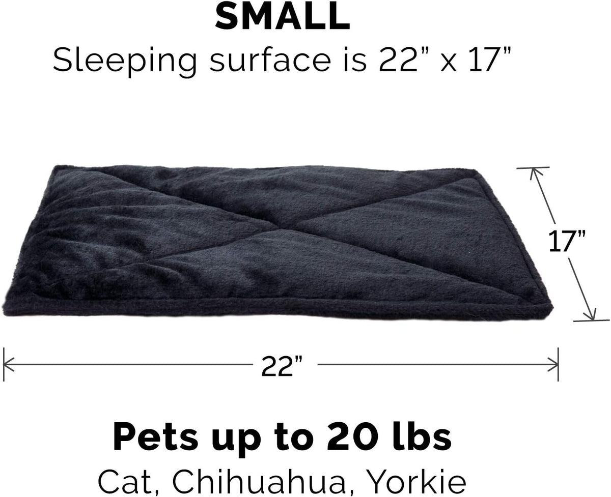 ThermaNAP Self Warming Cat Mat, Dog Bed for Crates with Self-Warming Technology for Cozy Rest, Fully Machine Washable, Small, Plush Faux Fur, Gray