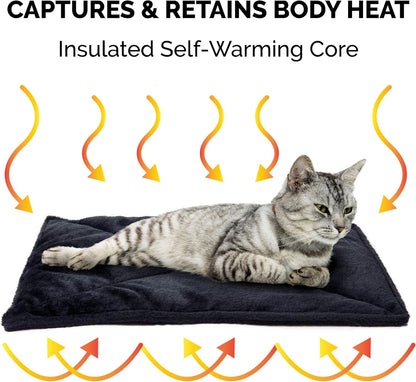 ThermaNAP Self Warming Cat Mat, Dog Bed for Crates with Self-Warming Technology for Cozy Rest, Fully Machine Washable, Small, Plush Faux Fur, Gray