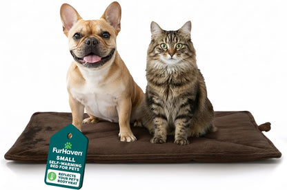 ThermaNAP Self Warming Cat Mat, Dog Bed for Crates with Self-Warming Technology for Cozy Rest, Fully Machine Washable, Small, Plush Faux Fur, Gray