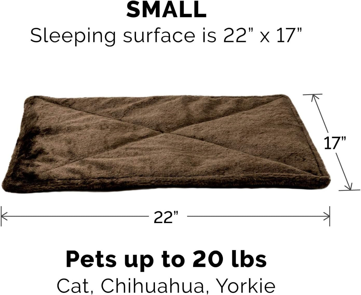 ThermaNAP Self Warming Cat Mat, Dog Bed for Crates with Self-Warming Technology for Cozy Rest, Fully Machine Washable, Small, Plush Faux Fur, Gray