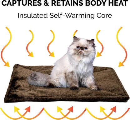 ThermaNAP Self Warming Cat Mat, Dog Bed for Crates with Self-Warming Technology for Cozy Rest, Fully Machine Washable, Small, Plush Faux Fur, Gray